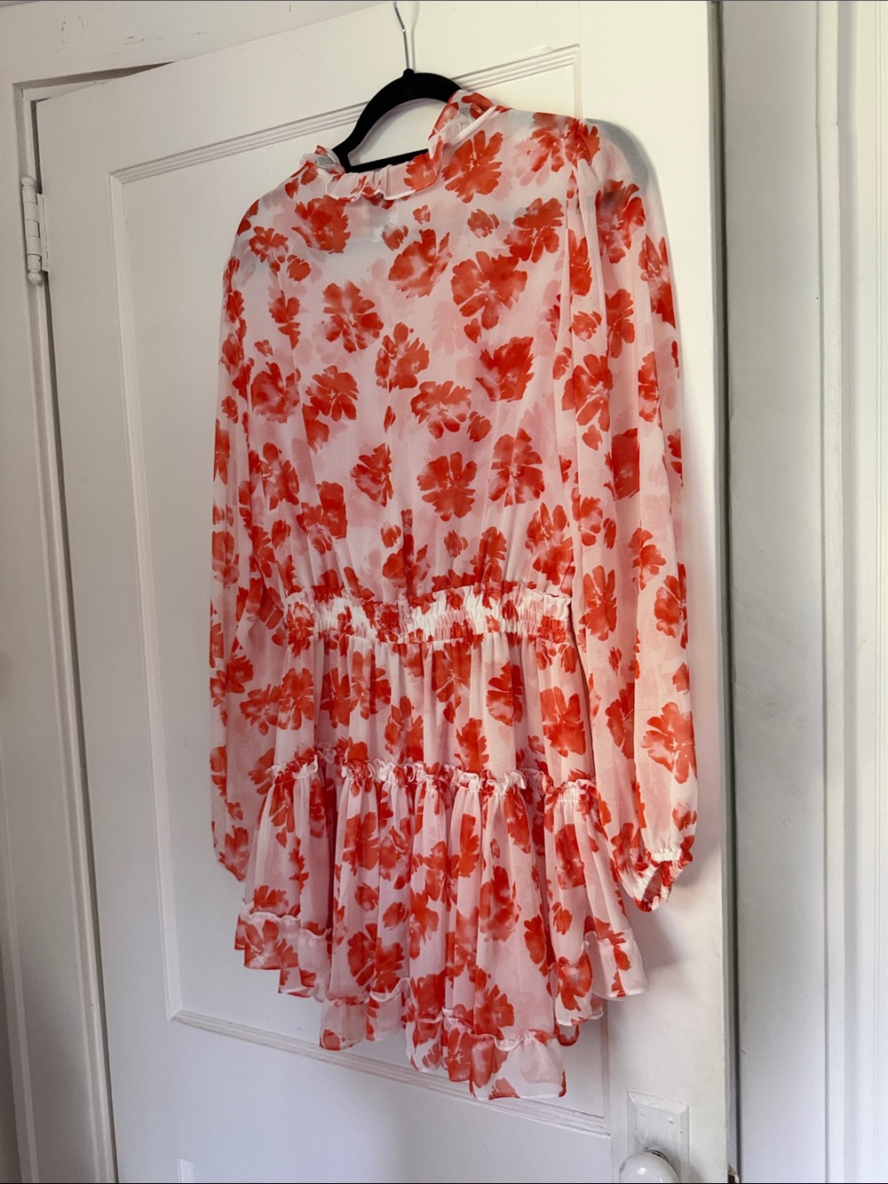 Misa Orange and White Floral Ruffle mini Dress - Picture 6 of 6
